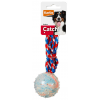 Hračka pes Míč gumový přetahovací s provazem 7cm