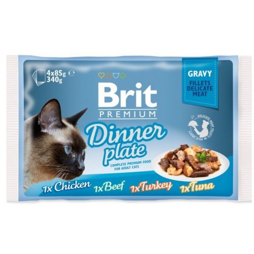 Brit Premium Cat D Fillets in Gravy Dinner Plate 340g (4x85g)