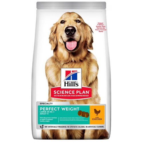 Hill's Science Plan Perfect Weight pytel pro dospělé velké psy s kuřetem 12 kg
