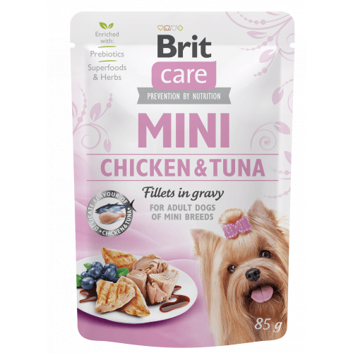 Brit Care Dog Mini Chicken&Tuna fillets in gravy 85g (min. odběr 24 ks)