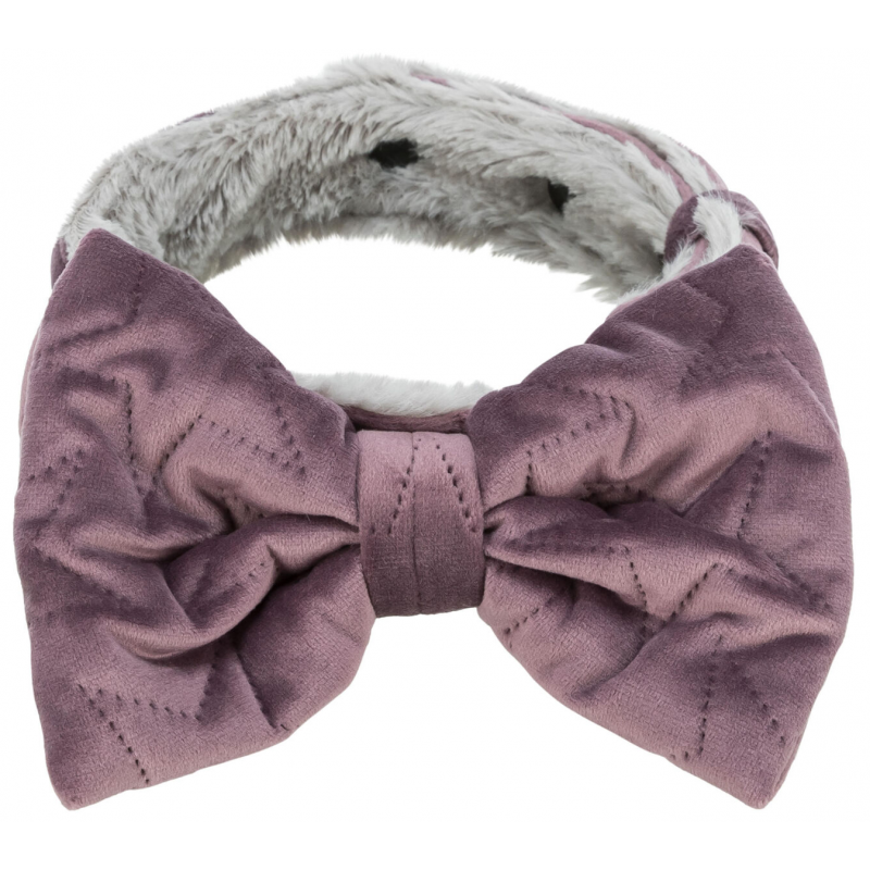 Xmas collars - set 8 ks vánočních obojků s mašlí, samet/plyš, lila/zelená