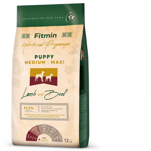 FITMIN DOG Medium Maxi Puppy Lamb & Beef 12 kg
