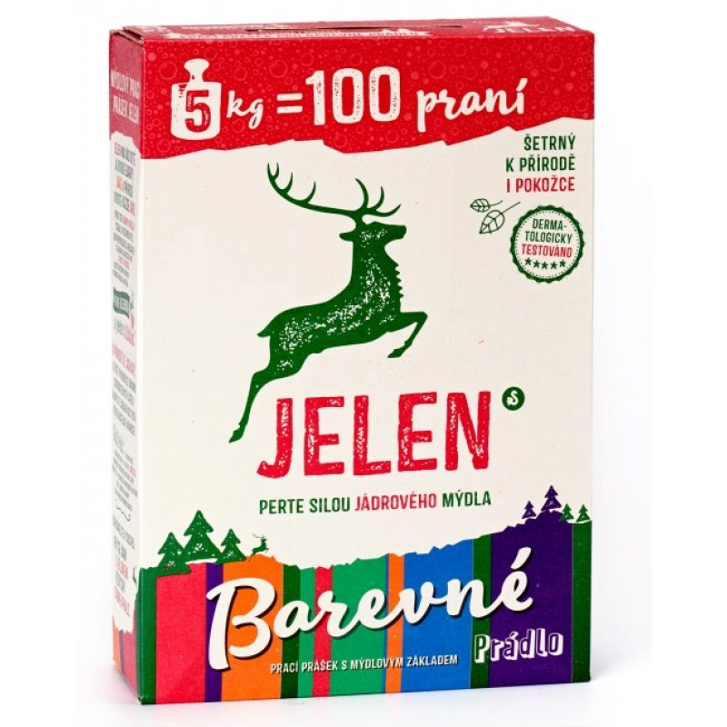 Prací prostředek Jelen mýdlový prášek Color 5kg BOX