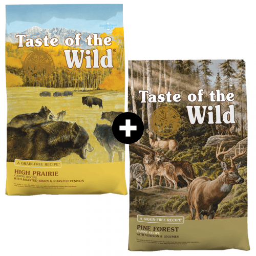 MOJE COMBO TOW (Taste of the Wild): High Prairie 12,2 kg + Pine Forest 12,2 kg