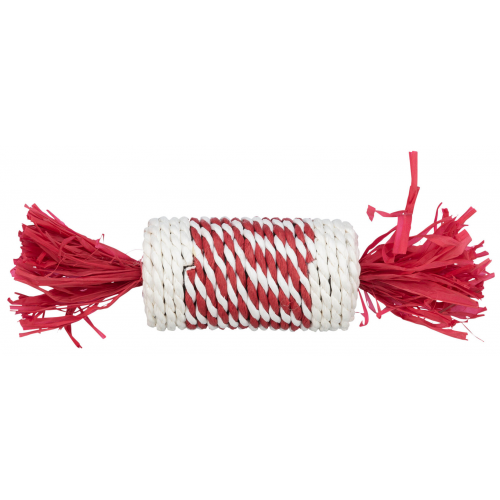 Xmas Candy Roll - 100 % přírodní hračka pro hlodavce, 18 cm, červená/bílá