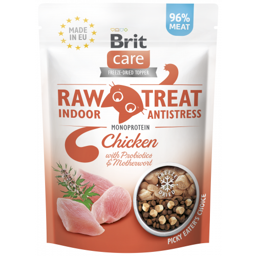 Brit Raw Treat Cat Indoor&Antistress, Chicken 40g (min. odběr 10 ks)