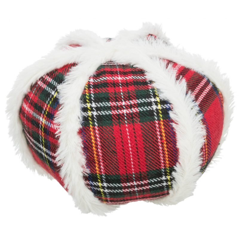 Xmas Ball - vánoční látkový míč zdobený plyšem, 15 cm