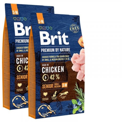 2x Brit Premium by Nature Senior S+M 8kg