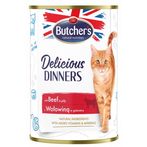 Butcher's Cat Delicious hovězí v želé konz. 400g