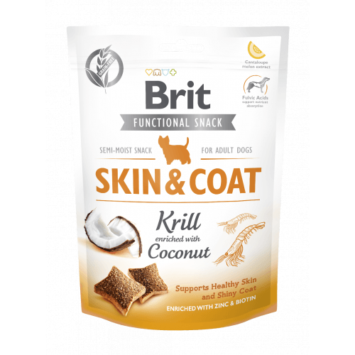 Brit Care Dog Functional Snack Skin & Coat Krill 150g (min. odběr 10 ks)