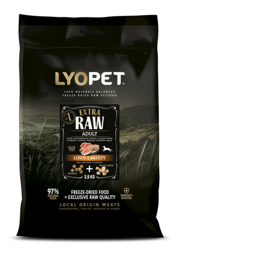 LYOPET Extra Raw Losos s batáty 10,8 kg (pro všechna plemena)