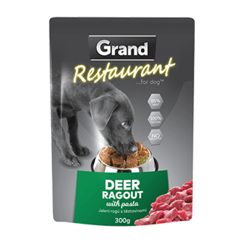 GRAND kaps. deluxe pes Restaur. 100% jelení ragú 300g