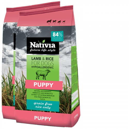 2x Nativia Puppy Lamb & Rice 15kg
