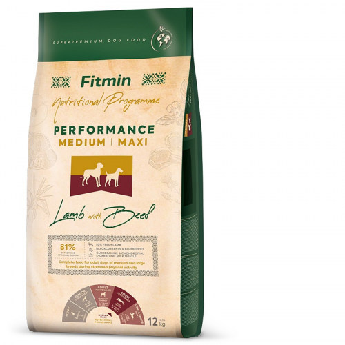 FITMIN DOG Medium Maxi Performance Lamb & Beef 12 kg