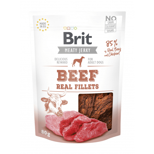 Brit Jerky Beef Fillets 80g (min. odběr 12 ks)