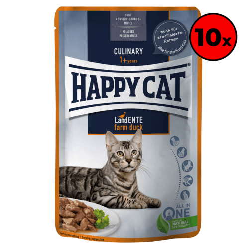 Happy Cat Pouches - Meat in Sauce Culinary Land-Ente 10 x 85 g