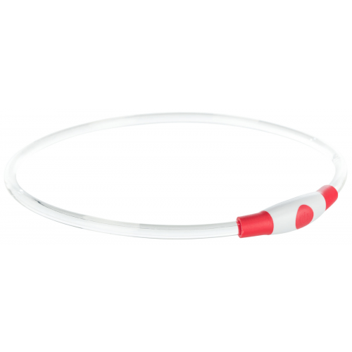 Flash light ring USB, blikací obojek, L-XL: 65 cm/ ø 8 mm, červená