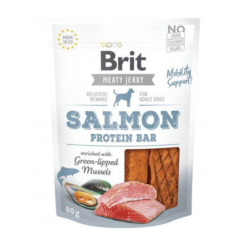 Brit Jerky Salmon Protein Bar 80g (min. odběr 12 ks)