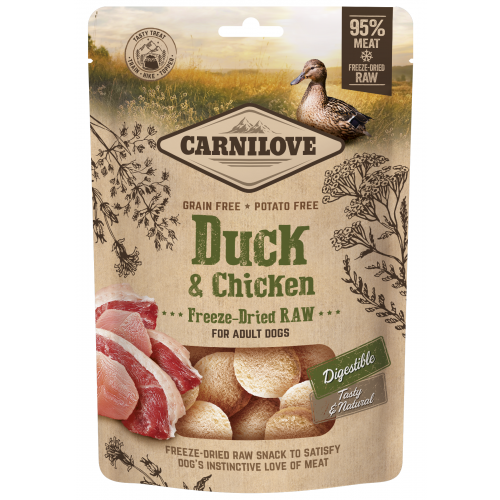 Carnilove Raw Freeze-Dried Snacks Duck&Chicken 60g (min. odběr 10 ks)
