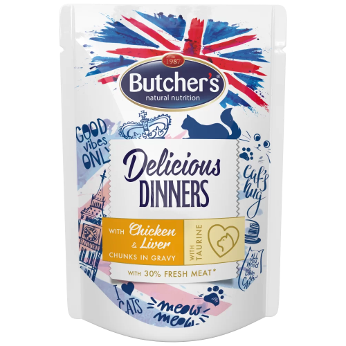 Butcher's Cat Delic. Dinner kuře+játra kapsa 100g (min. odběr 24 ks)