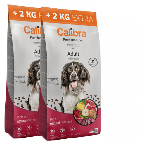 2x Calibra Dog Premium Line Adult Beef 12 kg + 4 kg ZDARMA