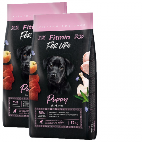 2 x Fitmin For Life DOG Puppy All Breeds 12 kg