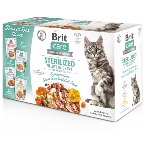 Brit Care Cat Fillets in Gravy Steril. Flav.Box 12x85g