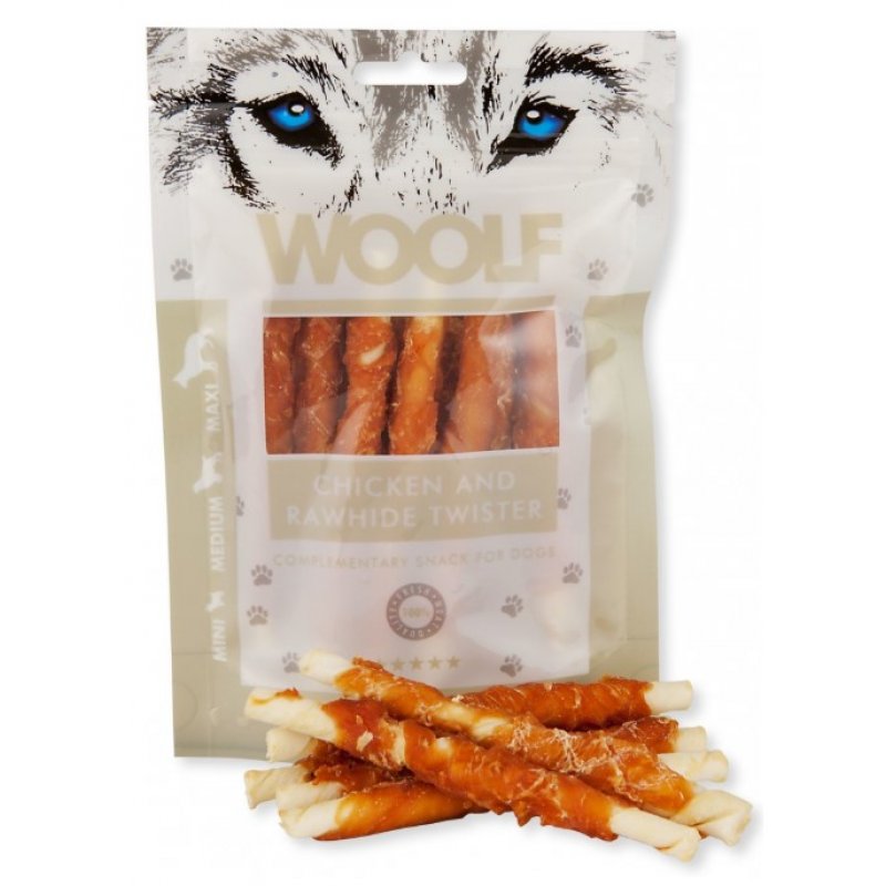 WOOLF pochoutka chicken and rawhide twister 100g