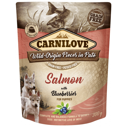 Carnilove Dog Pouch Paté Salmon with Blueberries for Puppies 300g