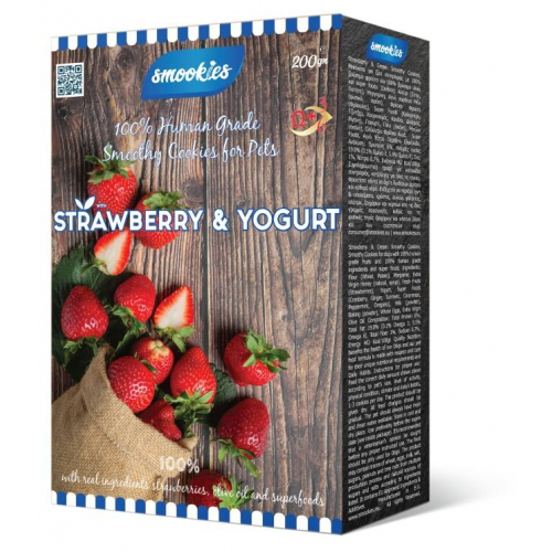 SMOOKIES Premium STRAWBERRY - jahodové sušenky 100% human grade, 200g